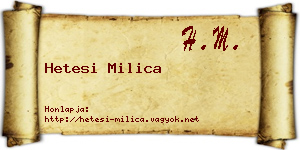 Hetesi Milica névjegykártya